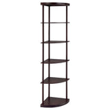Corner Bookcase With 5 Shelves, Compact Design For Living Room - Cappuccino