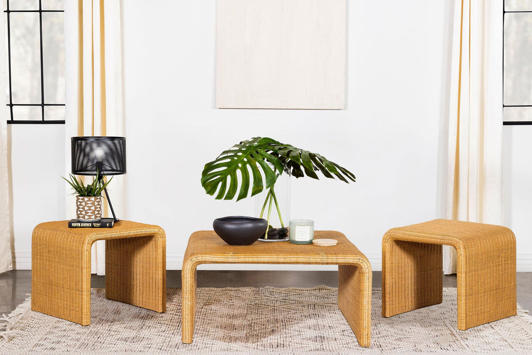 Cahya 3-piece Rattan Coffee and End Table Set Natural
