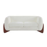 Contemporary Boucle Sherpa Sofa With Birch Wood Legs