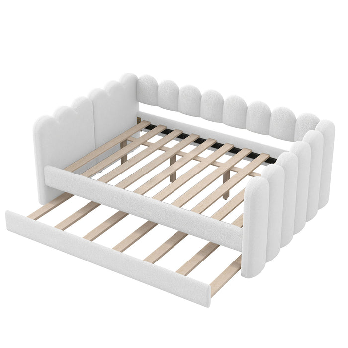 Upholstered Daybed With Curved Ribbed Panel Design
