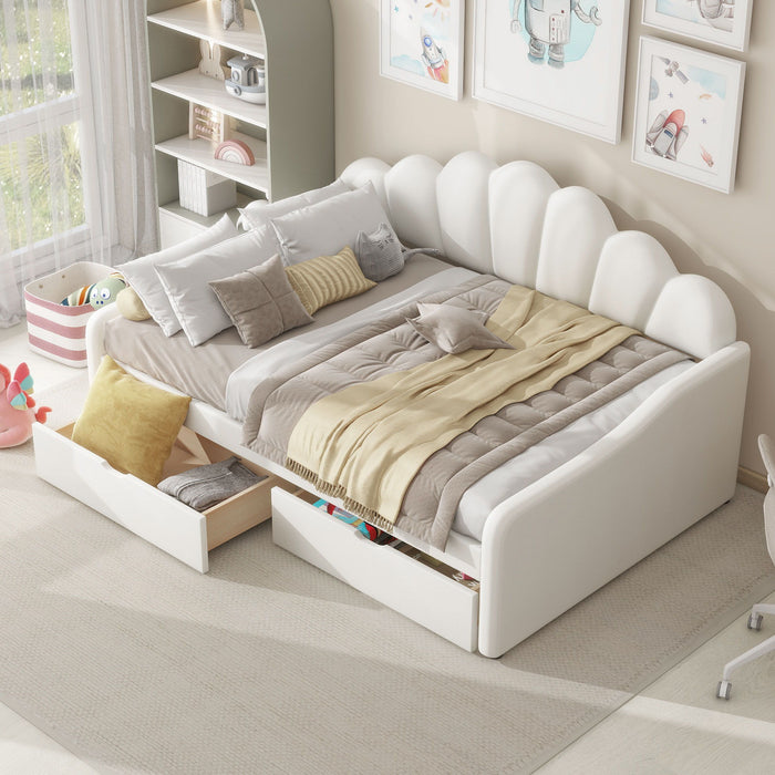 Upholstery Daybed Frame With Shell Shaped Backrest