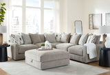 Aslan Court - 6 Pc. - 5-Piece Sectional, Ottoman - Pebble