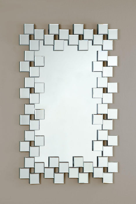 Pamela 32 x 47 Inch Rectangular Frameless Wall Mirror Silver