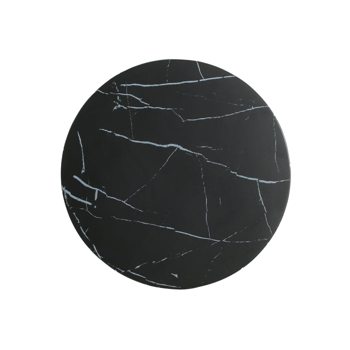 Outdoor Lightweight Concrete BMarble Effect Side Table, Living Room End Table - Black / Marble