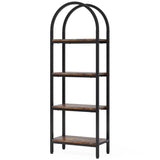 Industrial 4 Tier Open Bookshelf With Curved Top