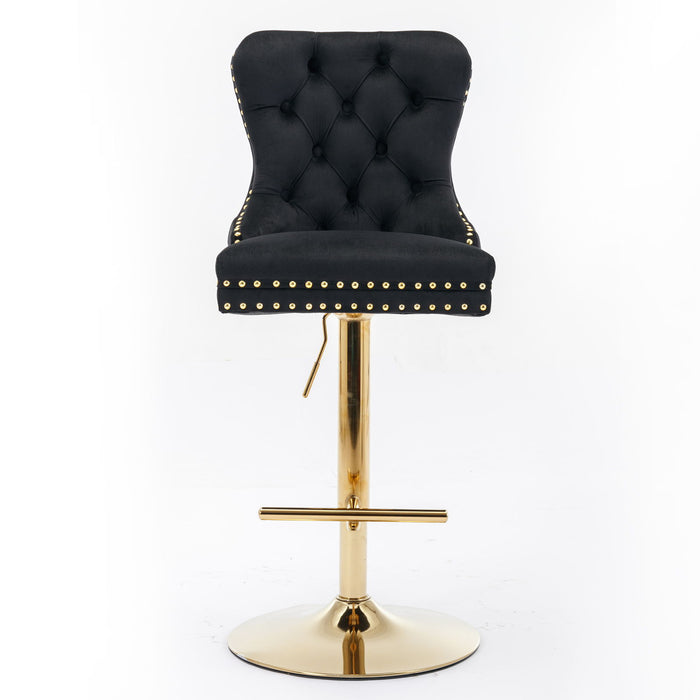 Thick Swivel Barstools Adjusatble Seat Height From 25-33", Modern Upholstered Bar Stools With Backs Comfortable Tufted For Home Pub And Kitchen Island (Set of 2)
