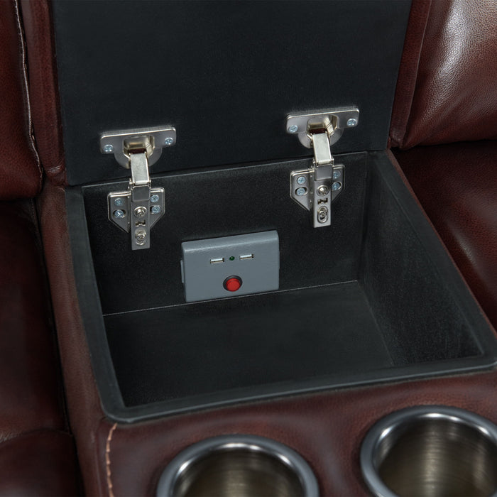 Wainwright - Dual-Power Loveseat - Reddish Brown