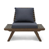 Aticus - 4 Person Outdoor Seating Group With Cushions, Slatted Club Chair - Dark Gray