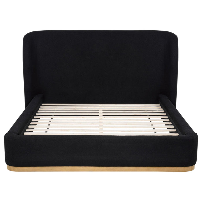 Blaire Upholstered Queen Wingback Platform Bed Black