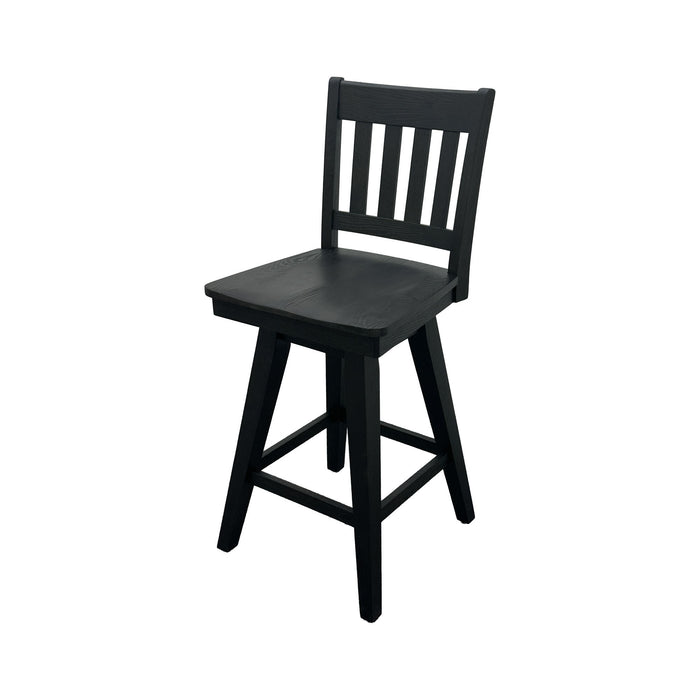Wooden Barstool With Slat Back