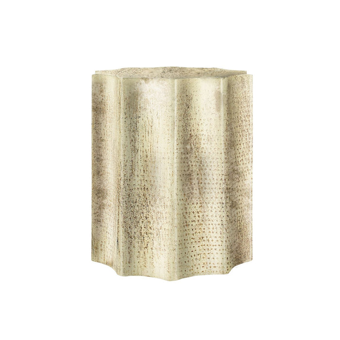 Drum Accent Side Table, Stylish Scalloped Design