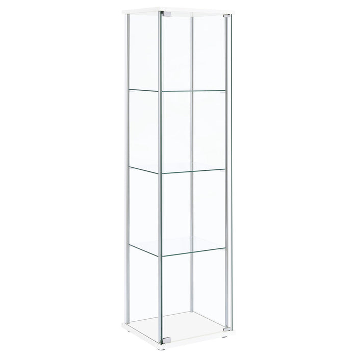Bellatrix 4-shelf Clear Glass Curio Cabinet White