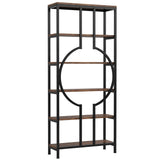6 Tier Bookshelf For Living Room - Rustic Brown