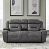 Chapman - Leather Loveseat With Cooling Console P2 & ZG - Aline Blue Gray