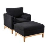 Oversized 360 Degree Swivel Barrel Accent Chair And Ottoman Set With Storage