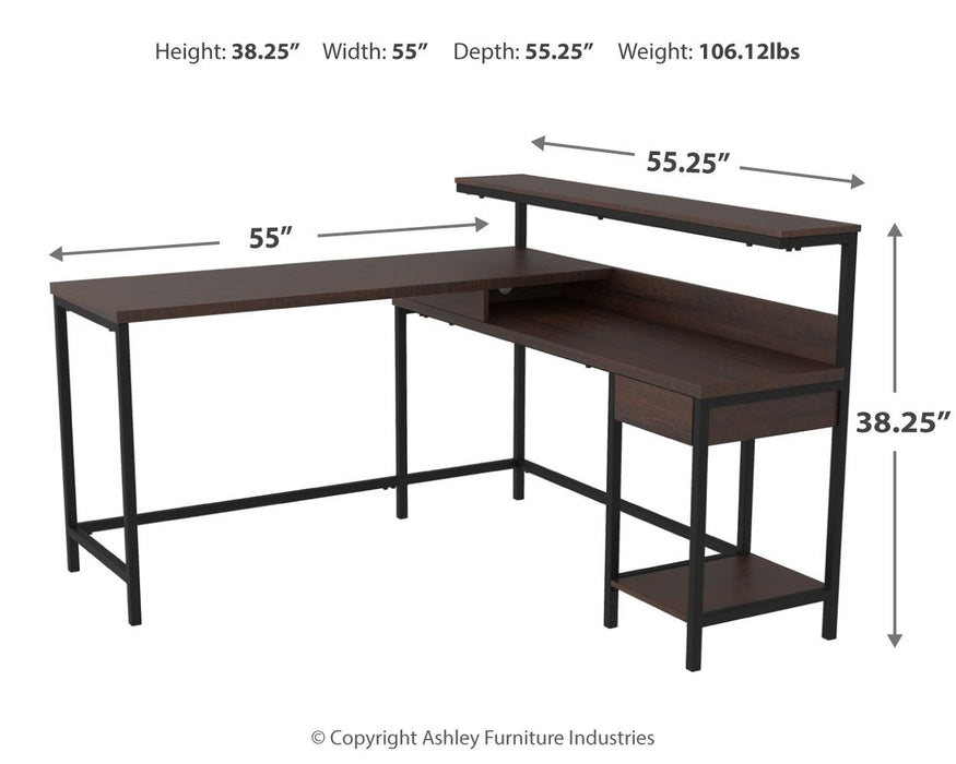 Camiburg - Warm Brown - L-Desk with Storage