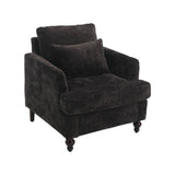 Modern Mid Century Wood Frame Armchair With Tufted Design