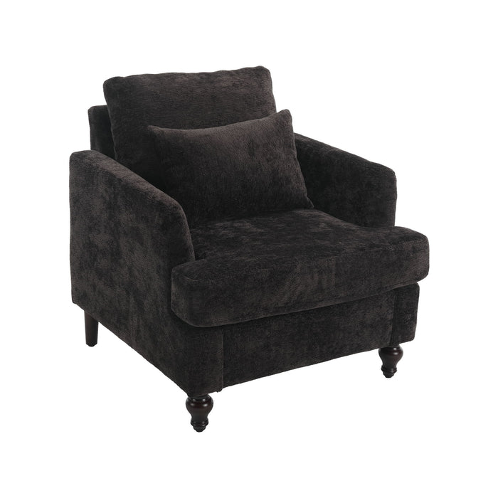 Modern Mid Century Wood Frame Armchair With Tufted Design