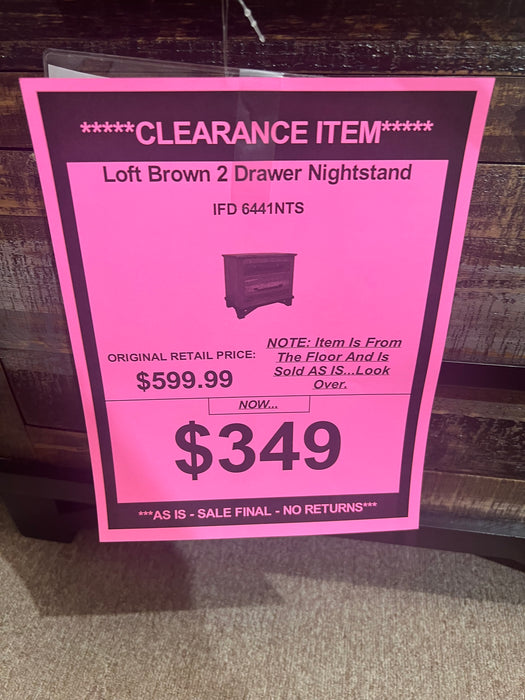 Loft brown 2 drawer nightstand