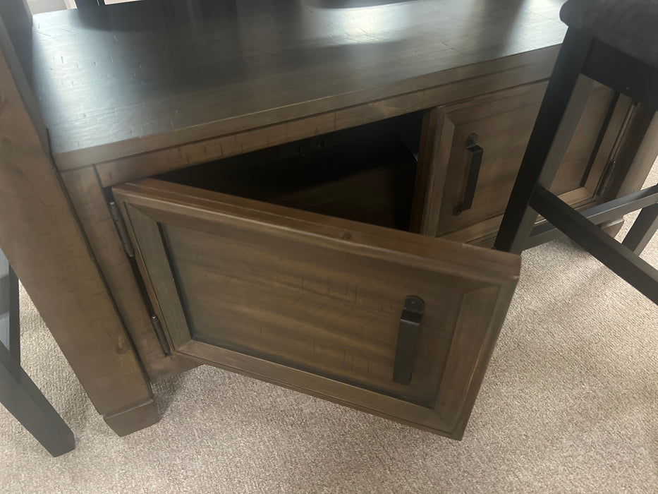 Johurst storage counter table with 6 chanzen counter stools