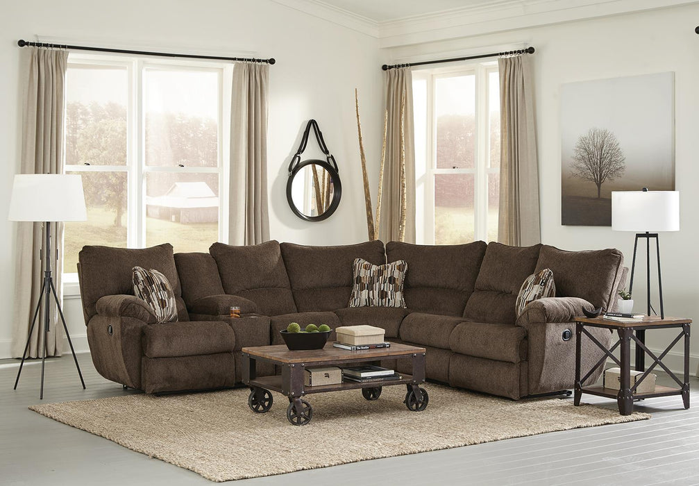 Catnapper Elliott 2pc Lay Flat Reclining Sectional in Chocolate