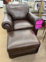 GTR Leather Walnut Chair and Ottoman