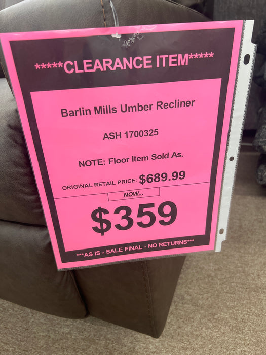 Barlin Mills Umber Recliner