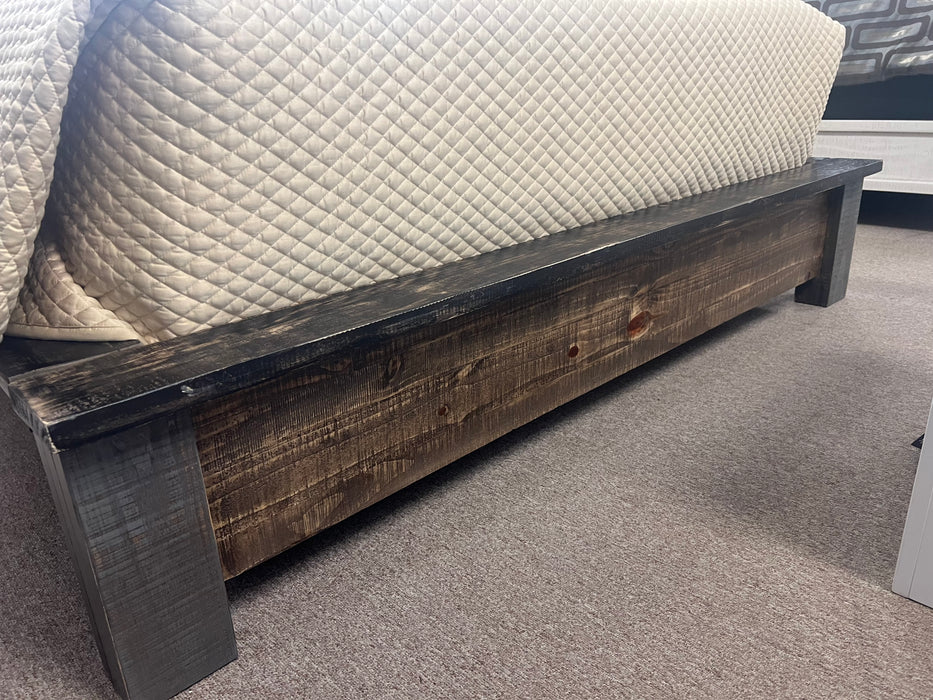 Loft brown queen platform rustic bed frame