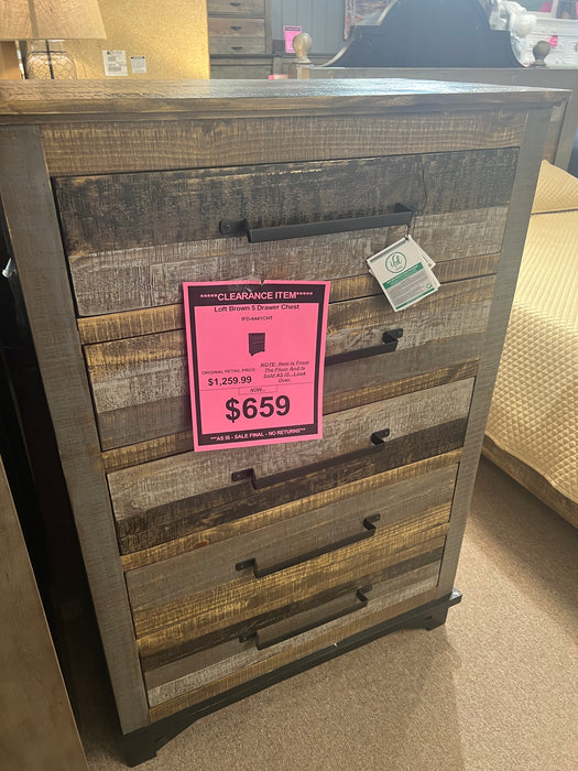 Loft brown 5 drawer chest