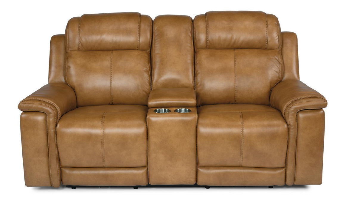 Flexsteel Latitudes Kingsley Leather Power Reclining Loveseat w/Console & Power Headrests image