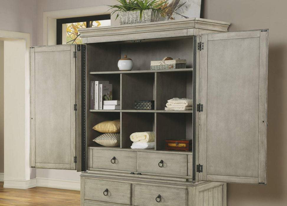 Flexsteel Wynwood Plymouth Armoire in Whitewash Wood