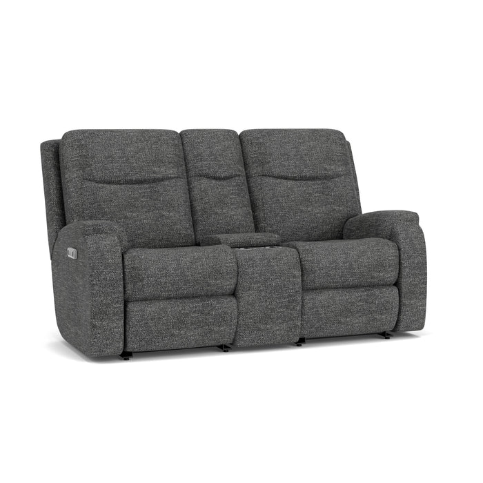 Penn 2860-601L Power Reclining Loveseat with Console & Power Headrests & Lumbar