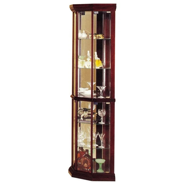 Huxley Curio Corner Cabinet Cherry Finish