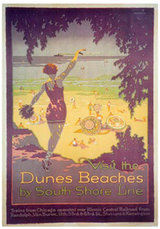 Visit the Dunes: Girl Waving Poster