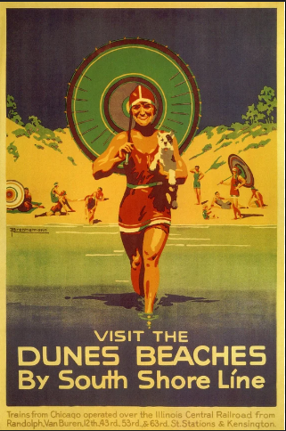 Visit the Dunes: Girl with Puppy poster