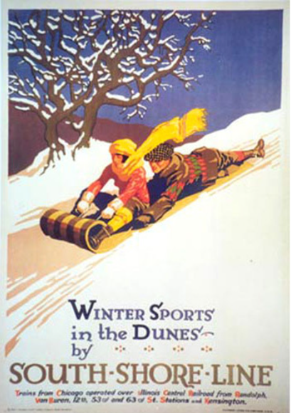 Winter Sports Toboggan Poster