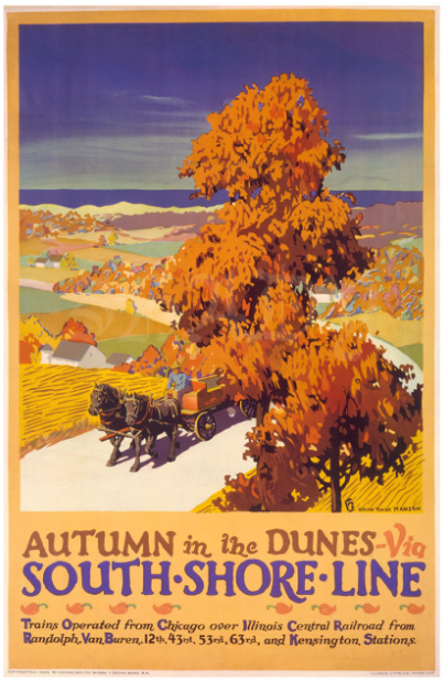 Autumn in the Dunes Horse and Wagon Poster