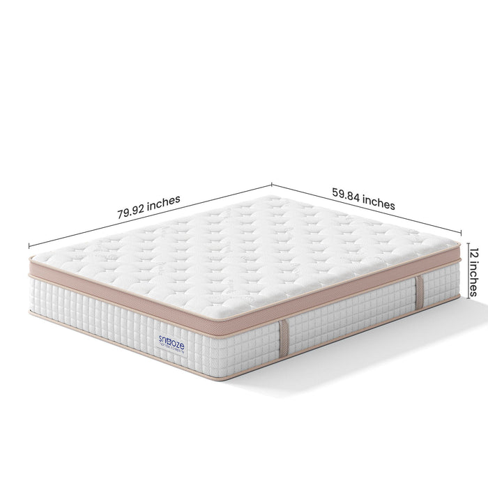 Snooze Mattress Company Harmony - 12" Euro Top Firm Hybrid Mattress With Independently Encased Coils & Gel Memory Foam