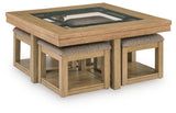 Wittenmyer - Cocktail Table With 4 Stools (Set of 5) - Natural / Black