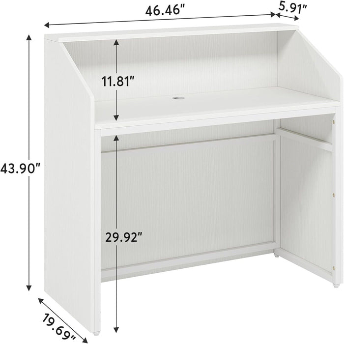 Modern Reception Desk, Front Desk Table With Cable Grommet & Privacy Panels