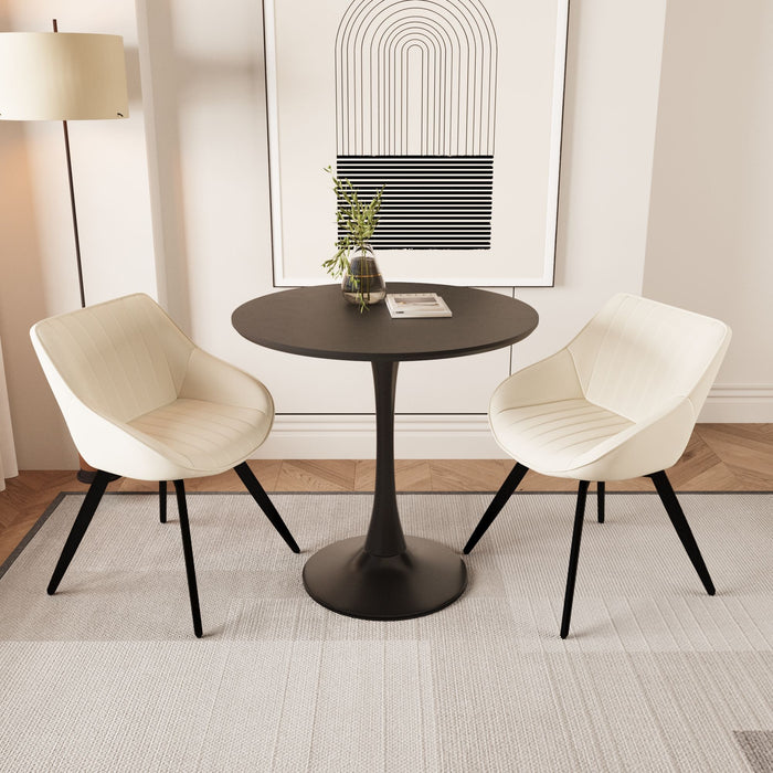 Round Dining Table Set With Tulip Design And 2 Chairs