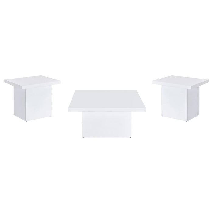 Devar 3-piece Square Coffee End Table Set White High Gloss