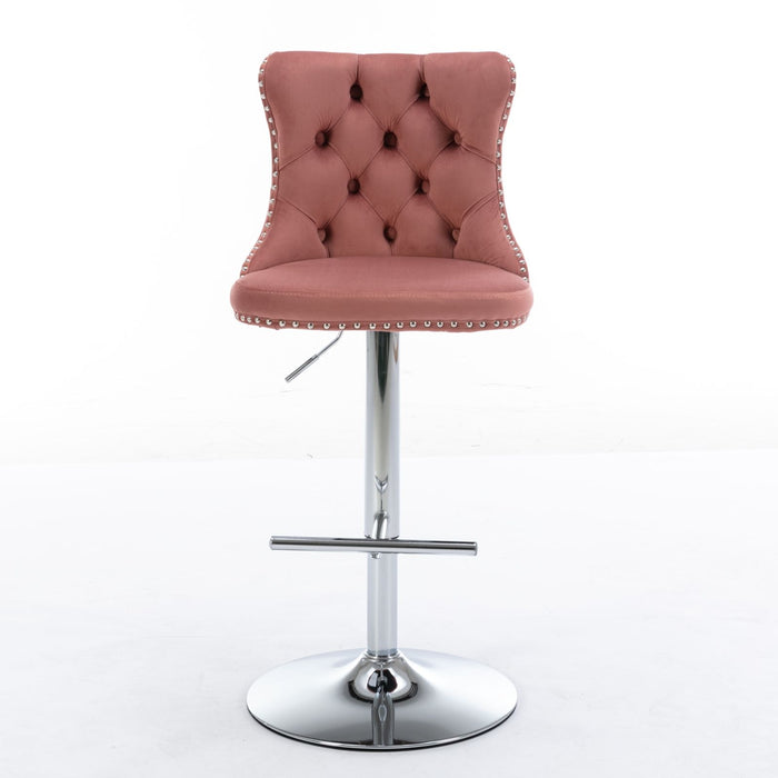 Swivel Barstools Adjusatble Seat Height From 25-33", Modern Upholstered Base Bar Stools With Backs Comfortable Tufted For Home Pub And Kitchen Island (Set of 2)