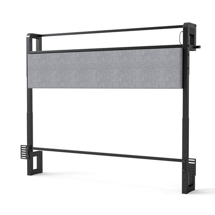 Adjustable Height Reversible Headboard With Storage Shelf, LED Lights & USB Charging Station