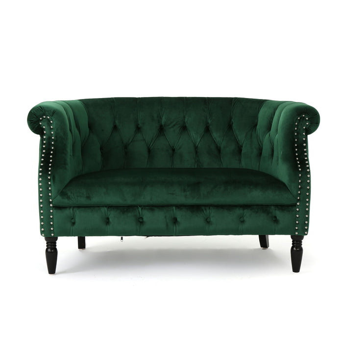 Antique Chesterfield Style Loveseat With Button Tufting