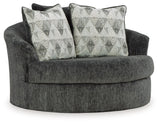 Biddeford - Oversized Swivel Accent Chair - Shadow