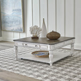 Magnolia Manor - Oversized Square Cocktail Table - Antique White