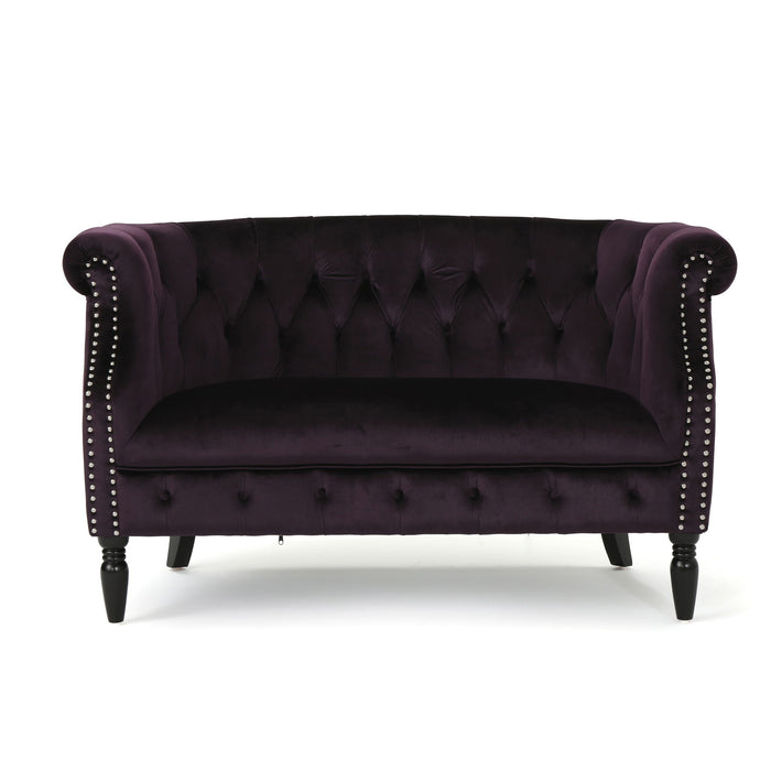 Antique Chesterfield Style Loveseat With Button Tufting