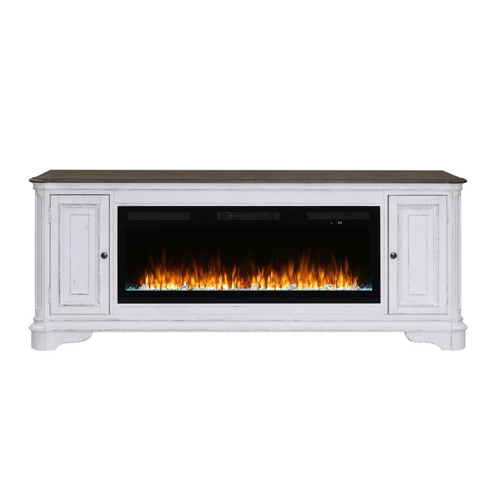 Fireplace TV Consoles - 244 82" Console With Fire FTS - White