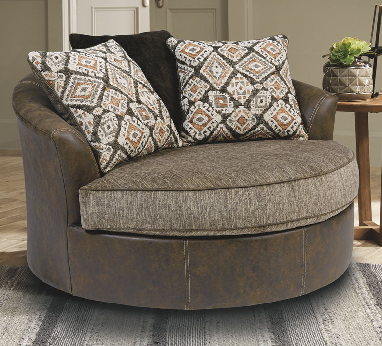 Abalone - Chocolate - Oversized Swivel Accent Chair